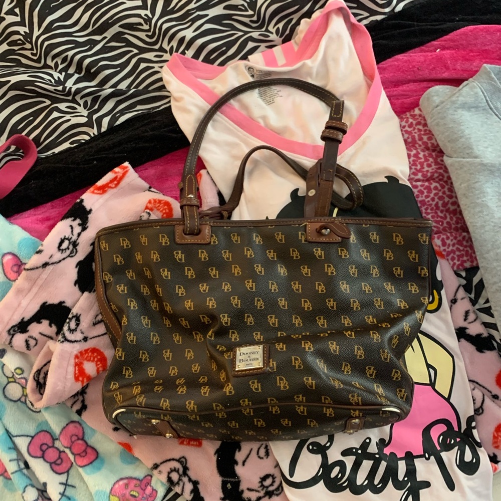 Dooney & Bourke Black and Brown Monogram Tote